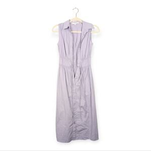 Thakoon Collective Lavender Tie Waist Button Front Midi Dress Size XS